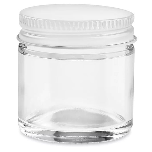 Straight-Sided Glass Jars - 1 oz, White Metal Lid