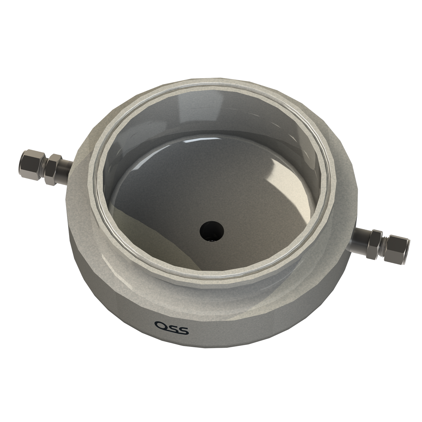 Jacketed Round Bottom Collection Base w/ 3/8" Compression Ports