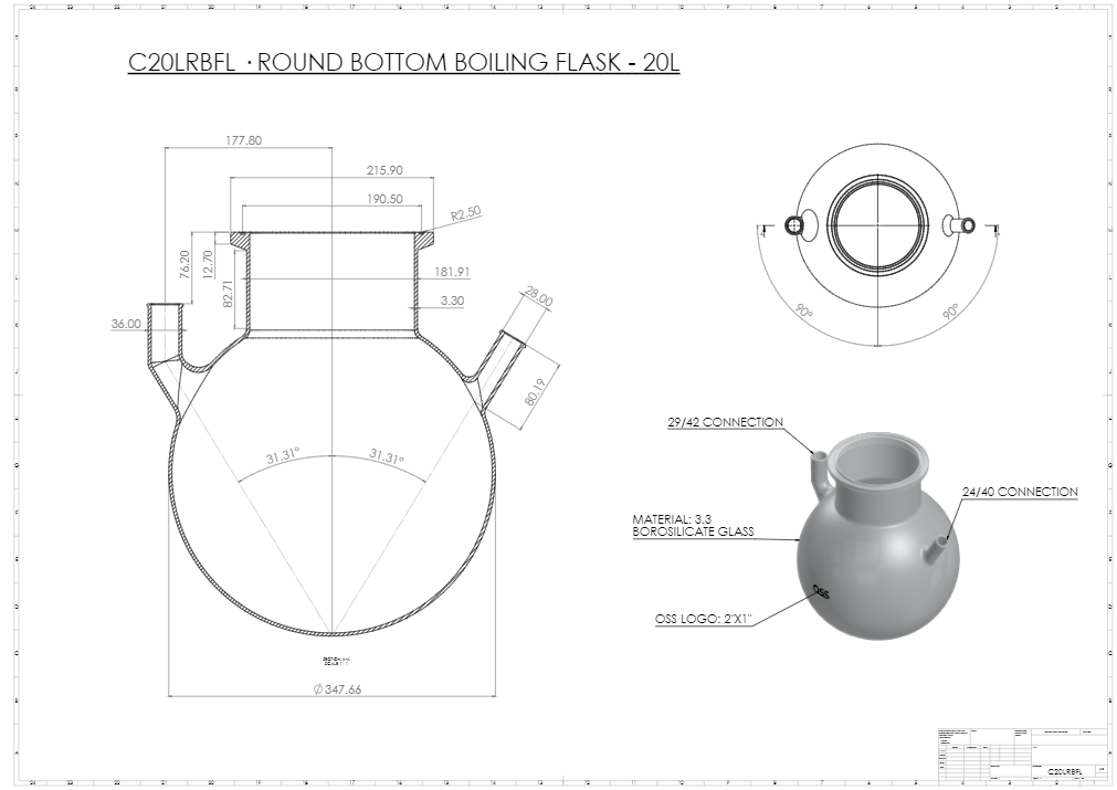 Round Bottom Boiling Flask - 20L